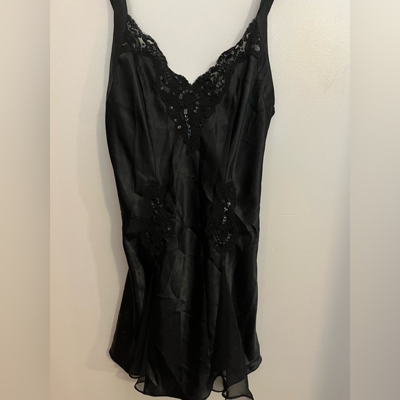 Victoria's Secret Other - Victoria's Secret Vintage Black Satin‎ Gown Size S